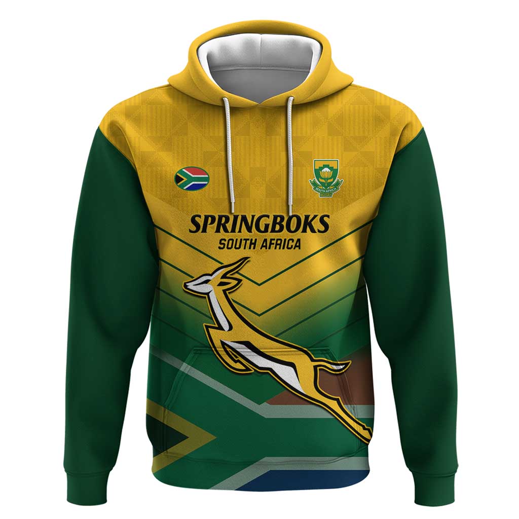 Custom South Africa Rugby Hoodie Springboks Go Champions African Pattern - Wonder Print Shop