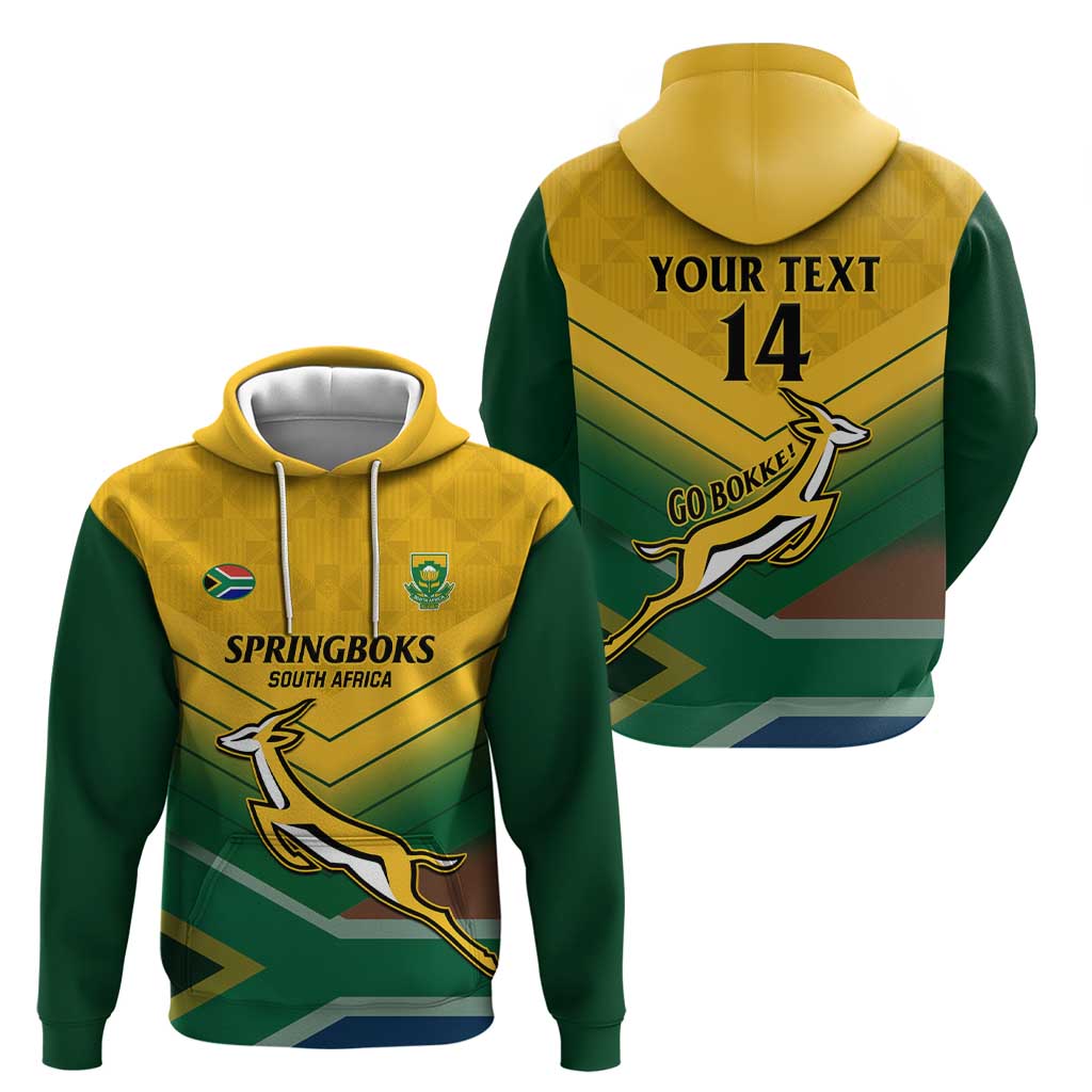Custom South Africa Rugby Hoodie Springboks Go Champions African Pattern - Wonder Print Shop