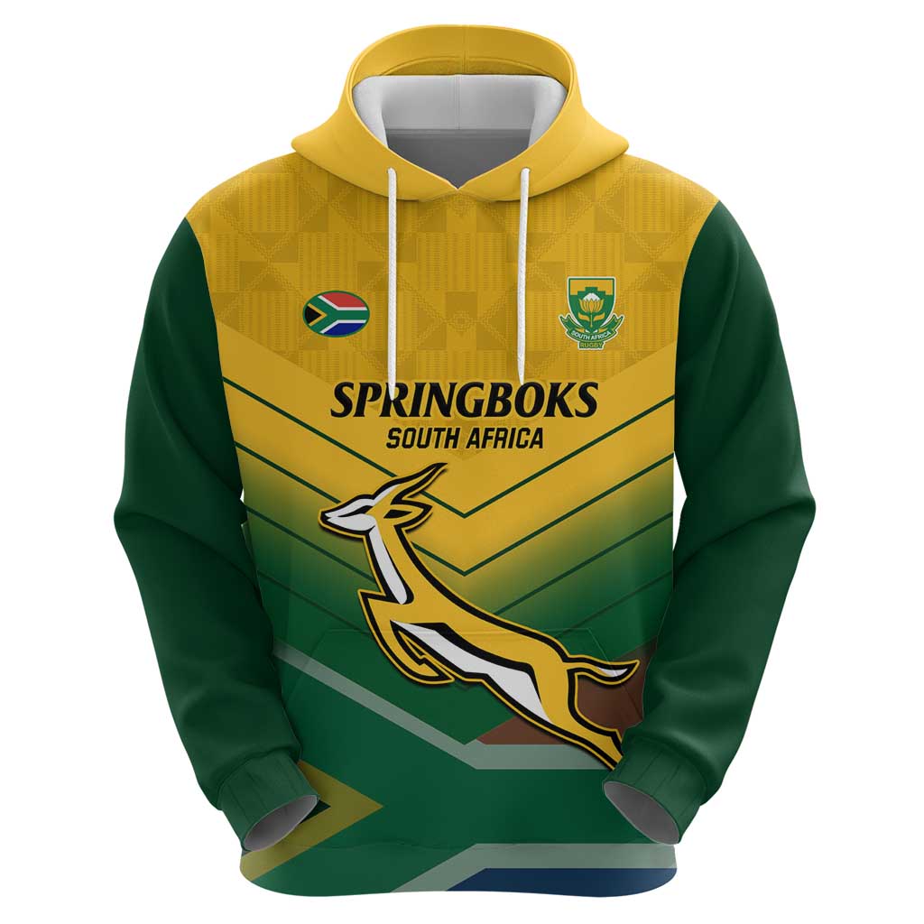 Custom South Africa Rugby Hoodie Springboks Go Champions African Pattern - Wonder Print Shop