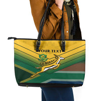 Custom South Africa Rugby Leather Tote Bag Springboks Go Champions African Pattern - Wonder Print Shop