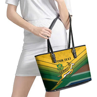 Custom South Africa Rugby Leather Tote Bag Springboks Go Champions African Pattern - Wonder Print Shop