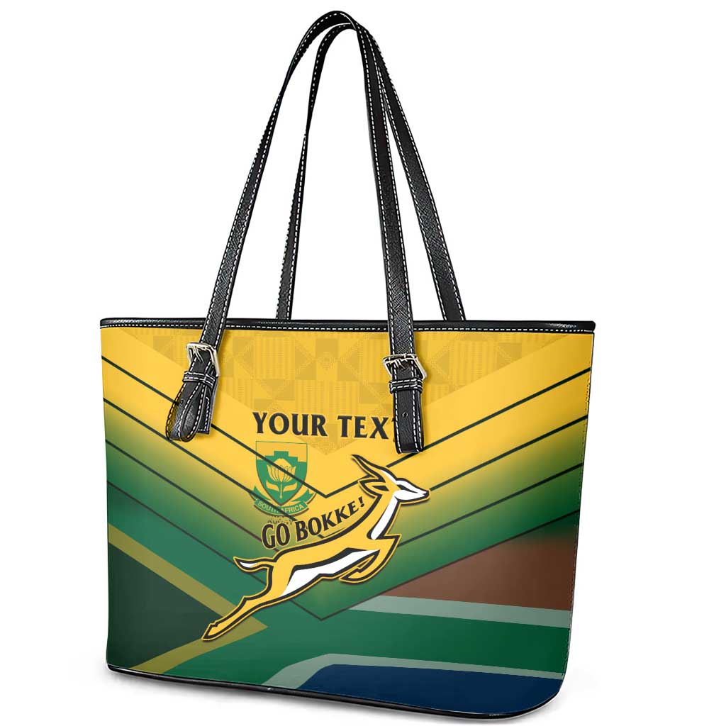 Custom South Africa Rugby Leather Tote Bag Springboks Go Champions African Pattern - Wonder Print Shop