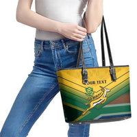 Custom South Africa Rugby Leather Tote Bag Springboks Go Champions African Pattern - Wonder Print Shop