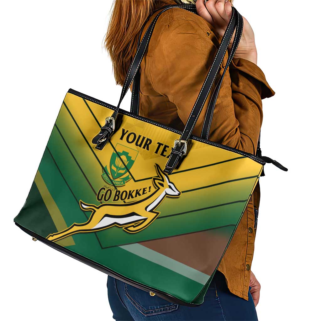 Custom South Africa Rugby Leather Tote Bag Springboks Go Champions African Pattern - Wonder Print Shop