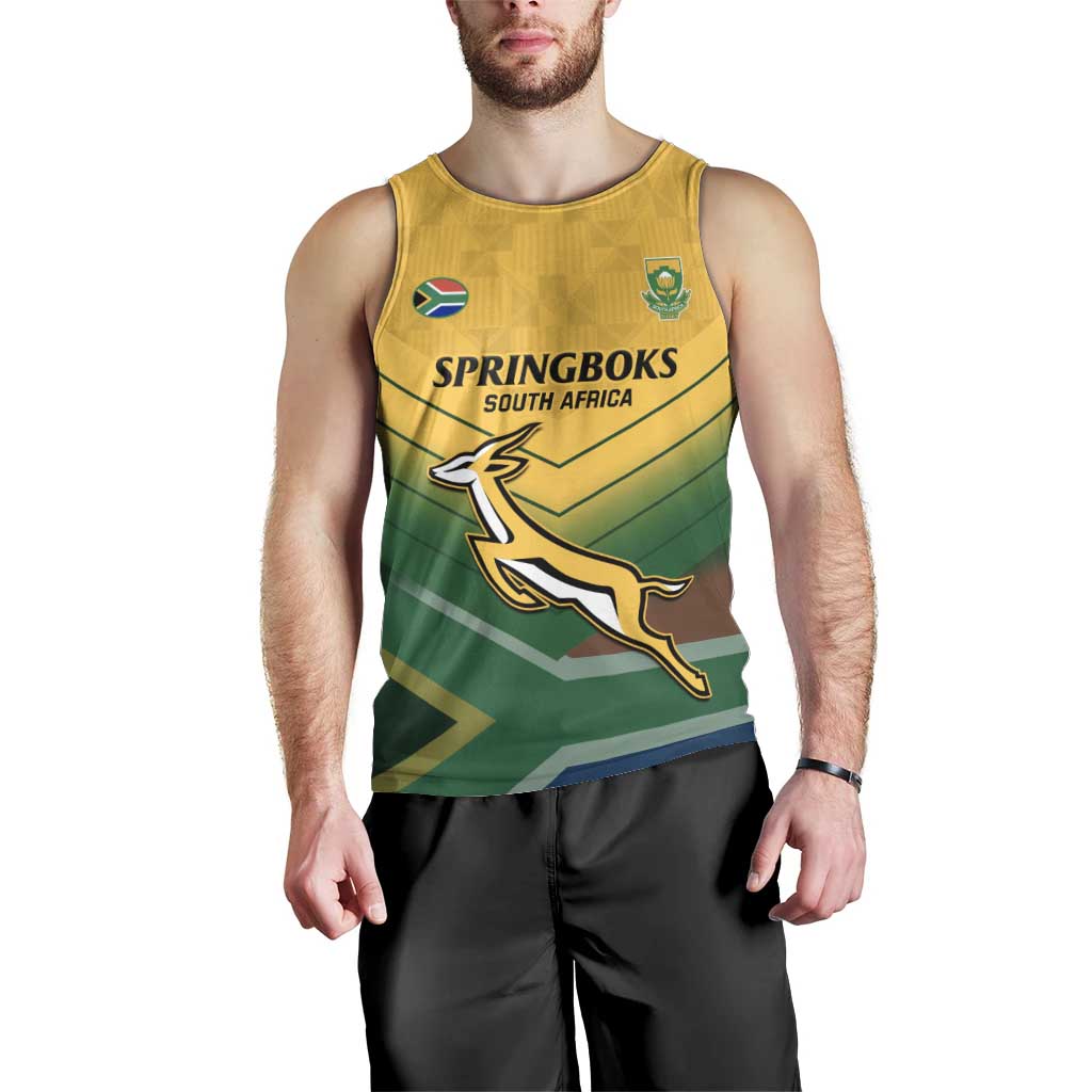 Custom South Africa Rugby Men Tank Top Springboks Go Champions African Pattern - Wonder Print Shop