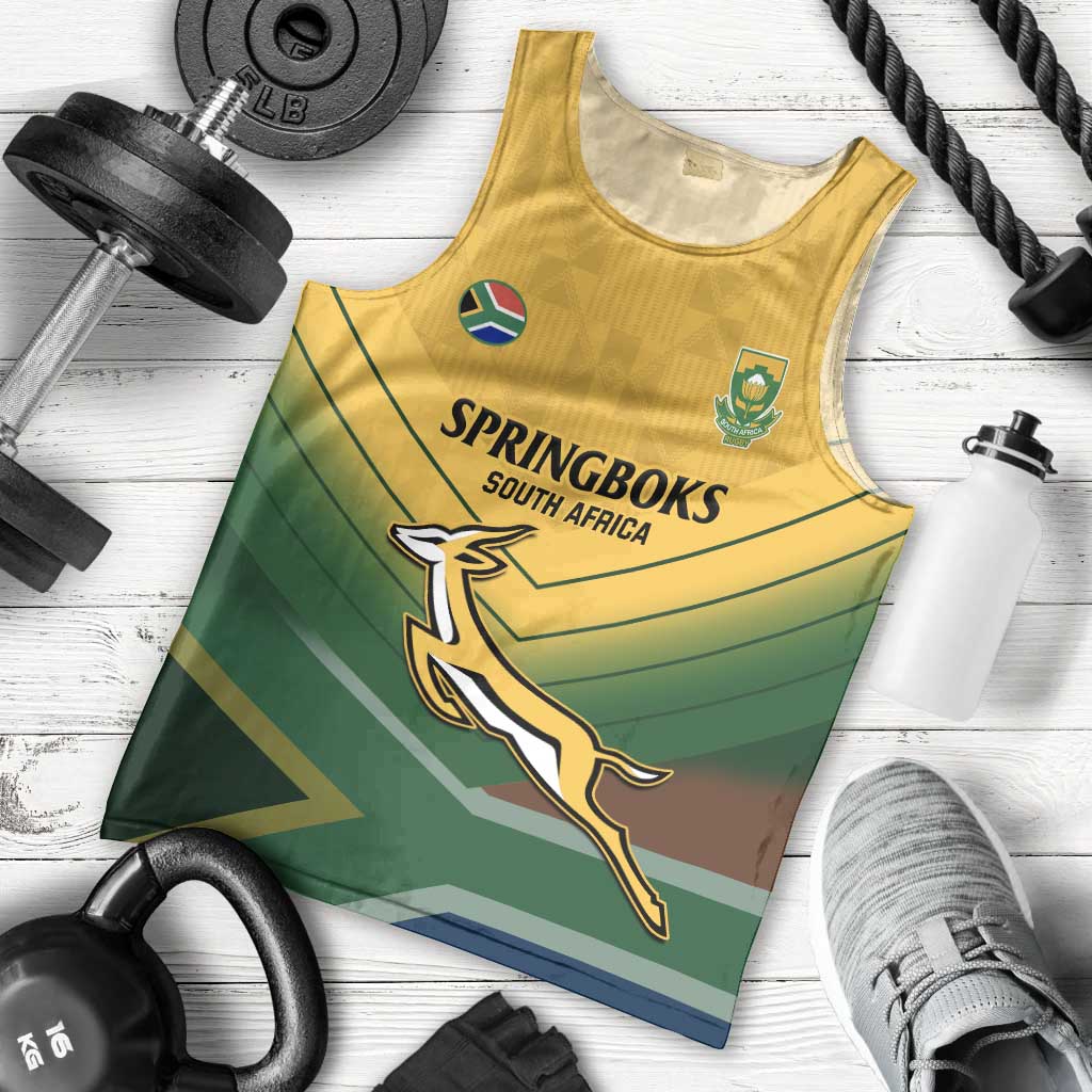 Custom South Africa Rugby Men Tank Top Springboks Go Champions African Pattern - Wonder Print Shop