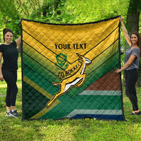 Custom South Africa Rugby Quilt Springboks Go Champions African Pattern - Wonder Print Shop