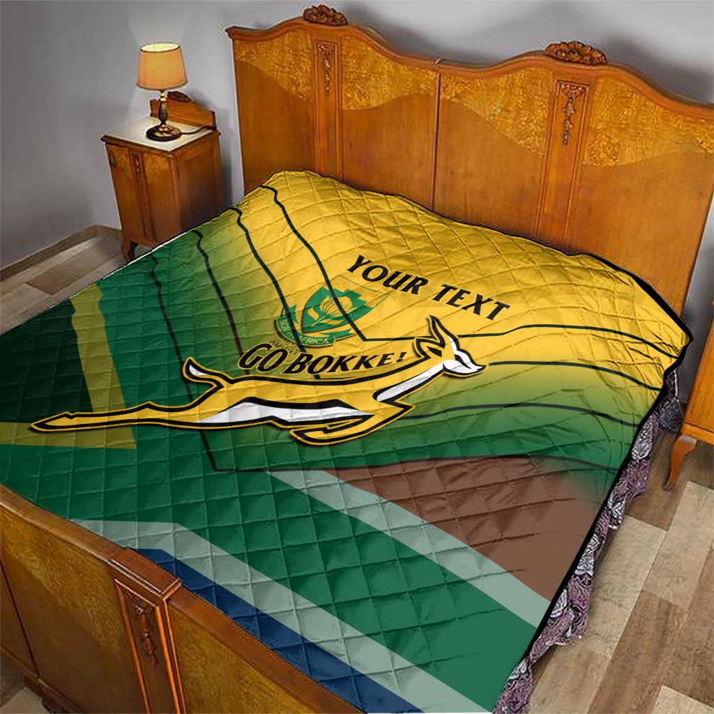 Custom South Africa Rugby Quilt Springboks Go Champions African Pattern - Wonder Print Shop
