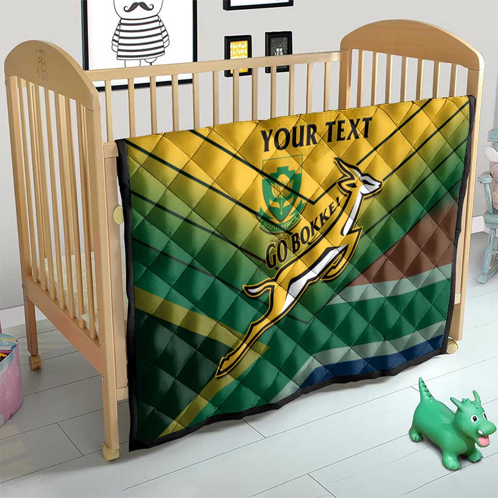 Custom South Africa Rugby Quilt Springboks Go Champions African Pattern - Wonder Print Shop