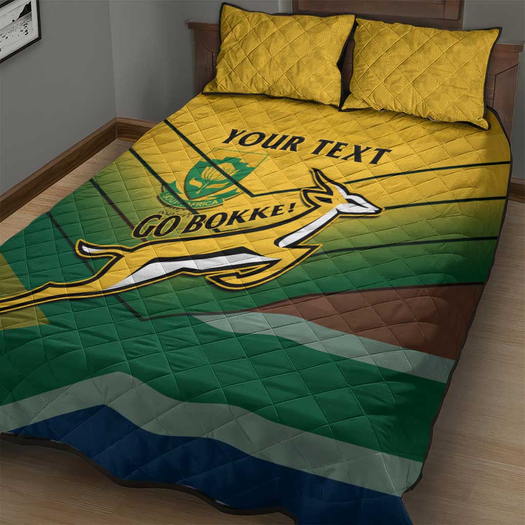 Custom South Africa Rugby Quilt Bed Set Springboks Go Champions African Pattern - Wonder Print Shop