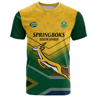 Custom South Africa Rugby T Shirt Springboks Go Champions African Pattern - Wonder Print Shop