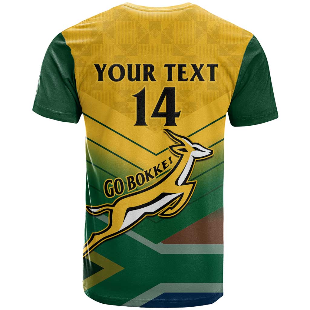 Custom South Africa Rugby T Shirt Springboks Go Champions African Pattern - Wonder Print Shop