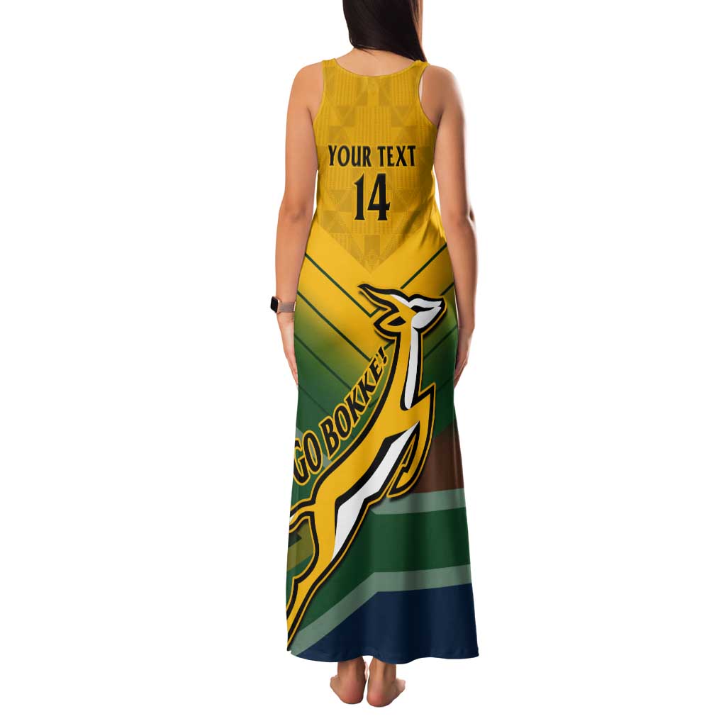 Custom South Africa Rugby Tank Maxi Dress Springboks Go Champions African Pattern - Wonder Print Shop
