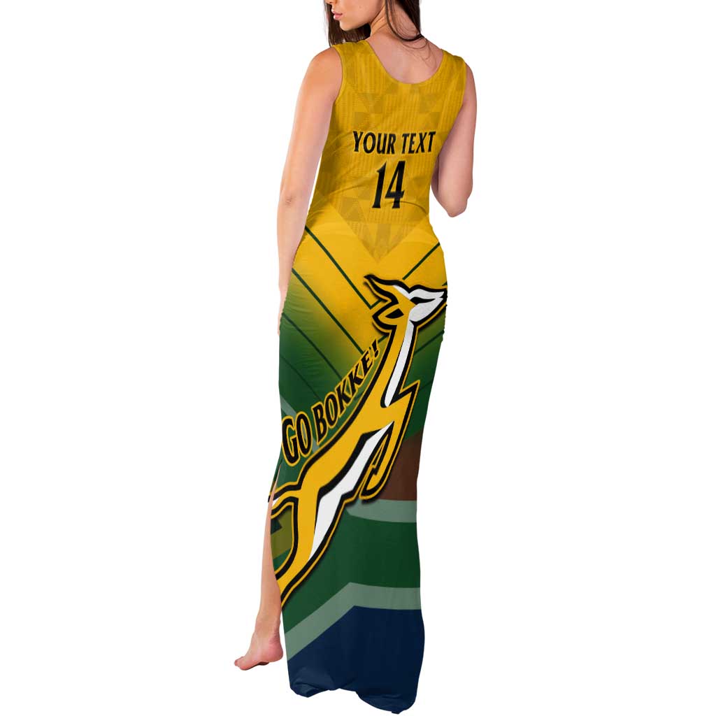 Custom South Africa Rugby Tank Maxi Dress Springboks Go Champions African Pattern - Wonder Print Shop