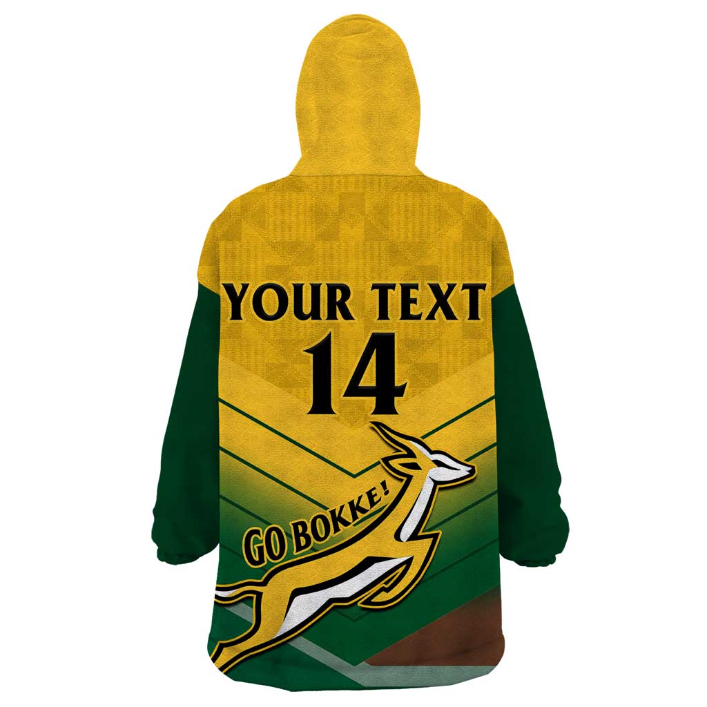 Custom South Africa Rugby Wearable Blanket Hoodie Springboks Go Champions African Pattern - Wonder Print Shop