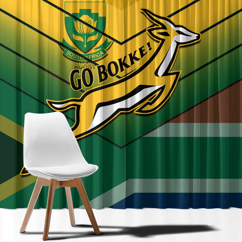 Custom South Africa Rugby Window Curtain Springboks Go Champions African Pattern - Wonder Print Shop