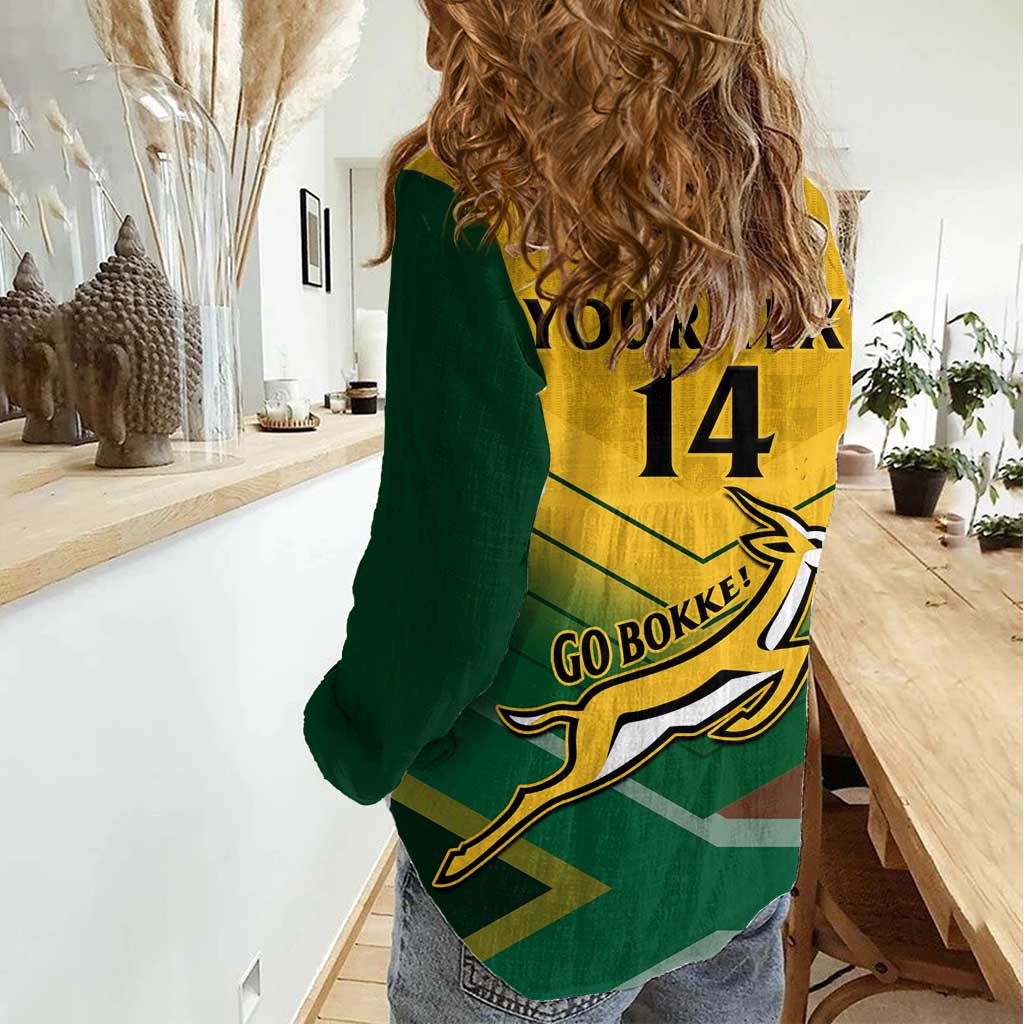 Custom South Africa Rugby Women Casual Shirt Springboks Go Champions African Pattern - Wonder Print Shop