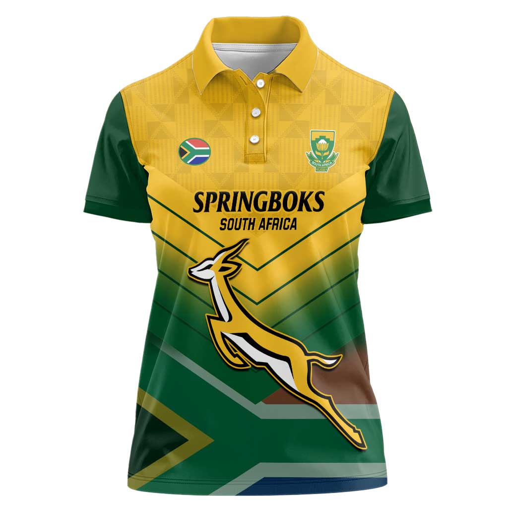 Custom South Africa Rugby Women Polo Shirt Springboks Go Champions African Pattern - Wonder Print Shop