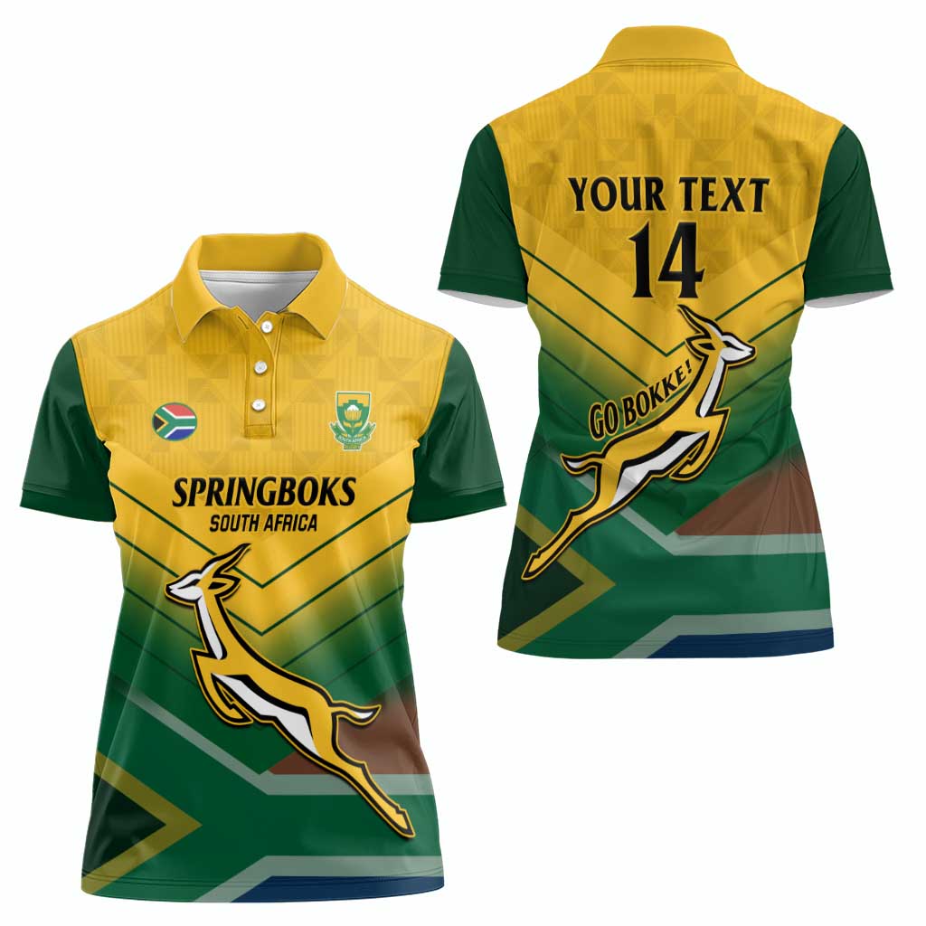 Custom South Africa Rugby Women Polo Shirt Springboks Go Champions African Pattern - Wonder Print Shop