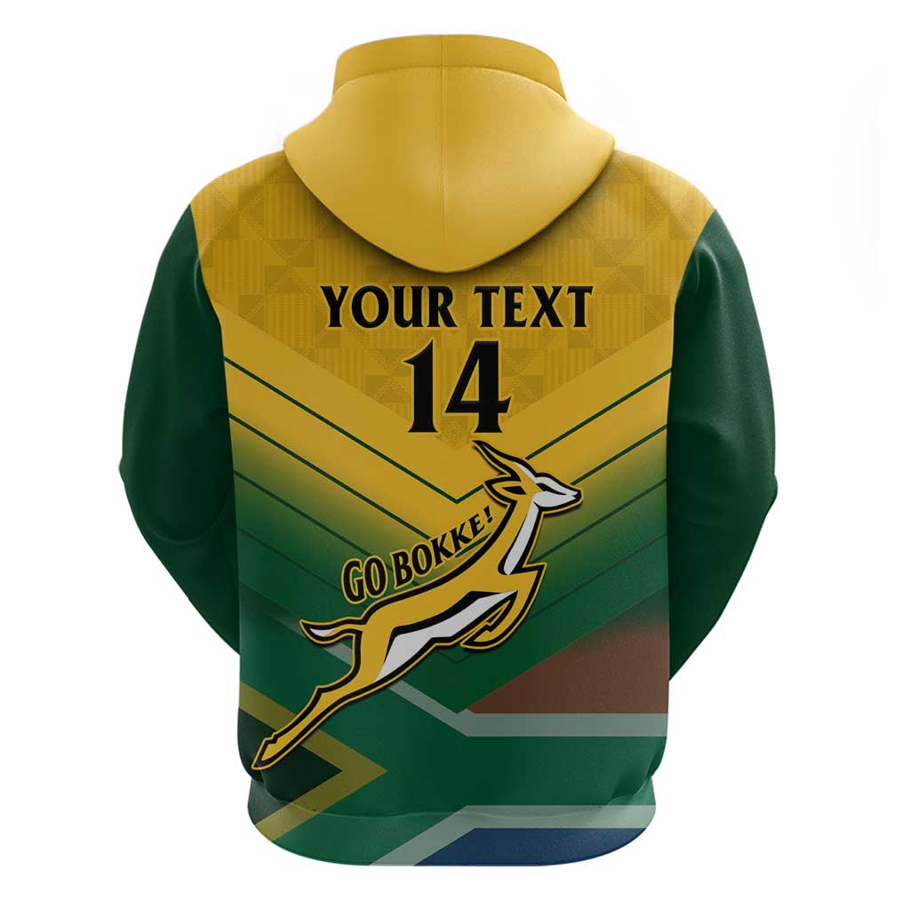 Custom South Africa Rugby Zip Hoodie Springboks Go Champions African Pattern - Wonder Print Shop