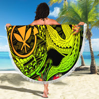 Hawaii Beach Blanket Kanaka Map With Polynesian Shark Tattoo Reggae Unique - Wonder Print Shop