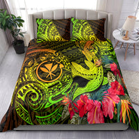 Hawaii Bedding Set Kanaka Map With Polynesian Shark Tattoo Reggae Unique - Wonder Print Shop