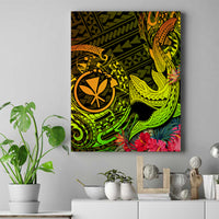 Hawaii Canvas Wall Art Kanaka Map With Polynesian Shark Tattoo Reggae Unique - Wonder Print Shop