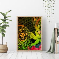 Hawaii Canvas Wall Art Kanaka Map With Polynesian Shark Tattoo Reggae Unique - Wonder Print Shop