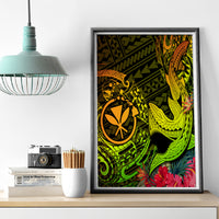 Hawaii Canvas Wall Art Kanaka Map With Polynesian Shark Tattoo Reggae Unique - Wonder Print Shop