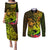Hawaii Couples Matching Puletasi Dress and Long Sleeve Button Shirts Kanaka Map With Polynesian Shark Tattoo Reggae Unique - Wonder Print Shop