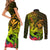 Hawaii Couples Matching Short Sleeve Bodycon Dress and Long Sleeve Button Shirts Kanaka Map With Polynesian Shark Tattoo Reggae Unique - Wonder Print Shop