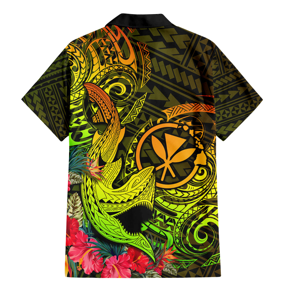 Hawaii Family Matching Mermaid Dress and Hawaiian Shirt Kanaka Map With Polynesian Shark Tattoo Reggae Unique - Wonder Print Shop