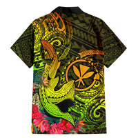 Hawaii Family Matching Mermaid Dress and Hawaiian Shirt Kanaka Map With Polynesian Shark Tattoo Reggae Unique - Wonder Print Shop
