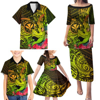 Hawaii Family Matching Puletasi Dress and Hawaiian Shirt Kanaka Map With Polynesian Shark Tattoo Reggae Unique - Wonder Print Shop