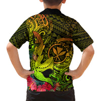Hawaii Family Matching Short Sleeve Bodycon Dress and Hawaiian Shirt Kanaka Map With Polynesian Shark Tattoo Reggae Unique - Wonder Print Shop