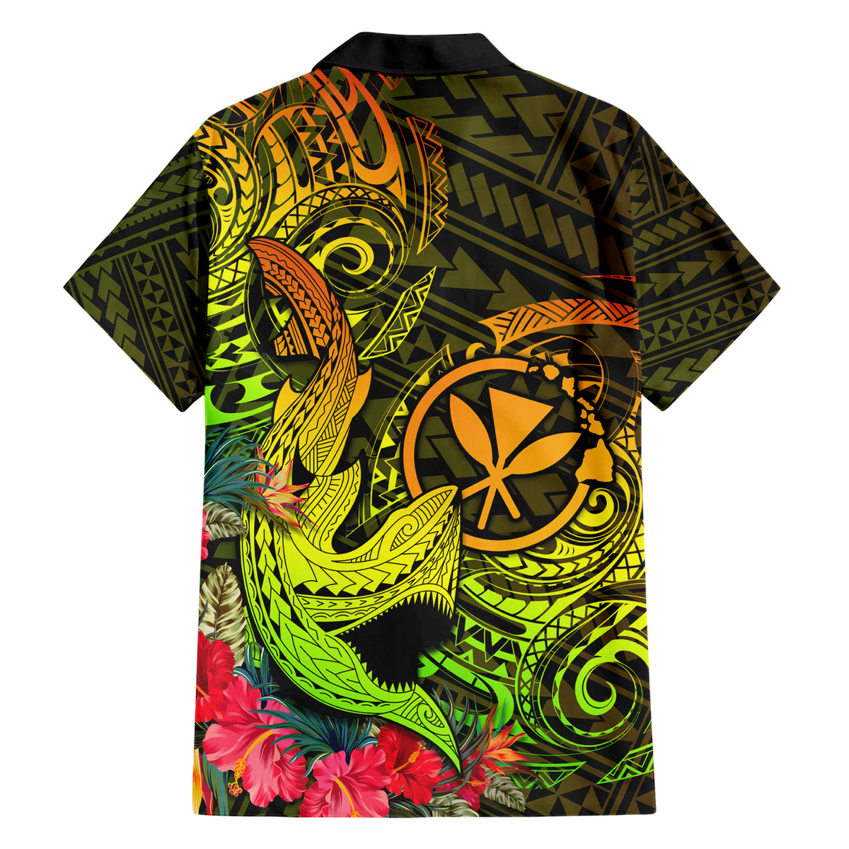 Hawaii Family Matching Short Sleeve Bodycon Dress and Hawaiian Shirt Kanaka Map With Polynesian Shark Tattoo Reggae Unique - Wonder Print Shop