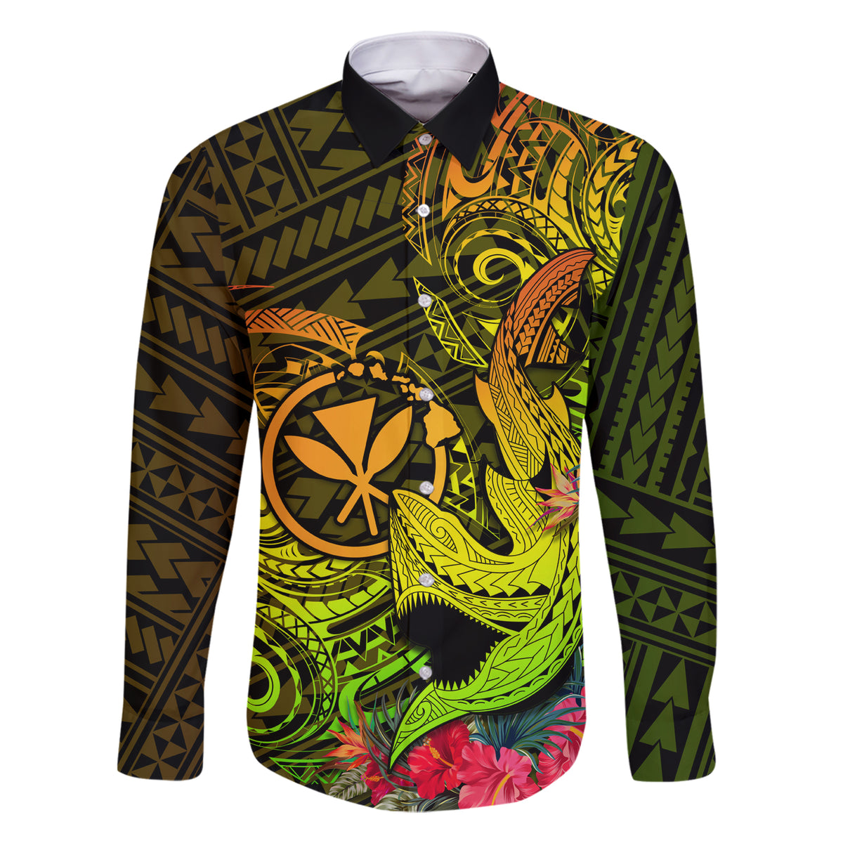 Hawaii Family Matching Short Sleeve Bodycon Dress and Hawaiian Shirt Kanaka Map With Polynesian Shark Tattoo Reggae Unique - Wonder Print Shop