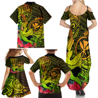Hawaii Family Matching Summer Maxi Dress and Hawaiian Shirt Kanaka Map With Polynesian Shark Tattoo Reggae Unique - Wonder Print Shop