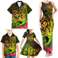 Hawaii Family Matching Tank Maxi Dress and Hawaiian Shirt Kanaka Map With Polynesian Shark Tattoo Reggae Unique - Wonder Print Shop