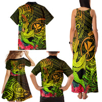 Hawaii Family Matching Tank Maxi Dress and Hawaiian Shirt Kanaka Map With Polynesian Shark Tattoo Reggae Unique - Wonder Print Shop