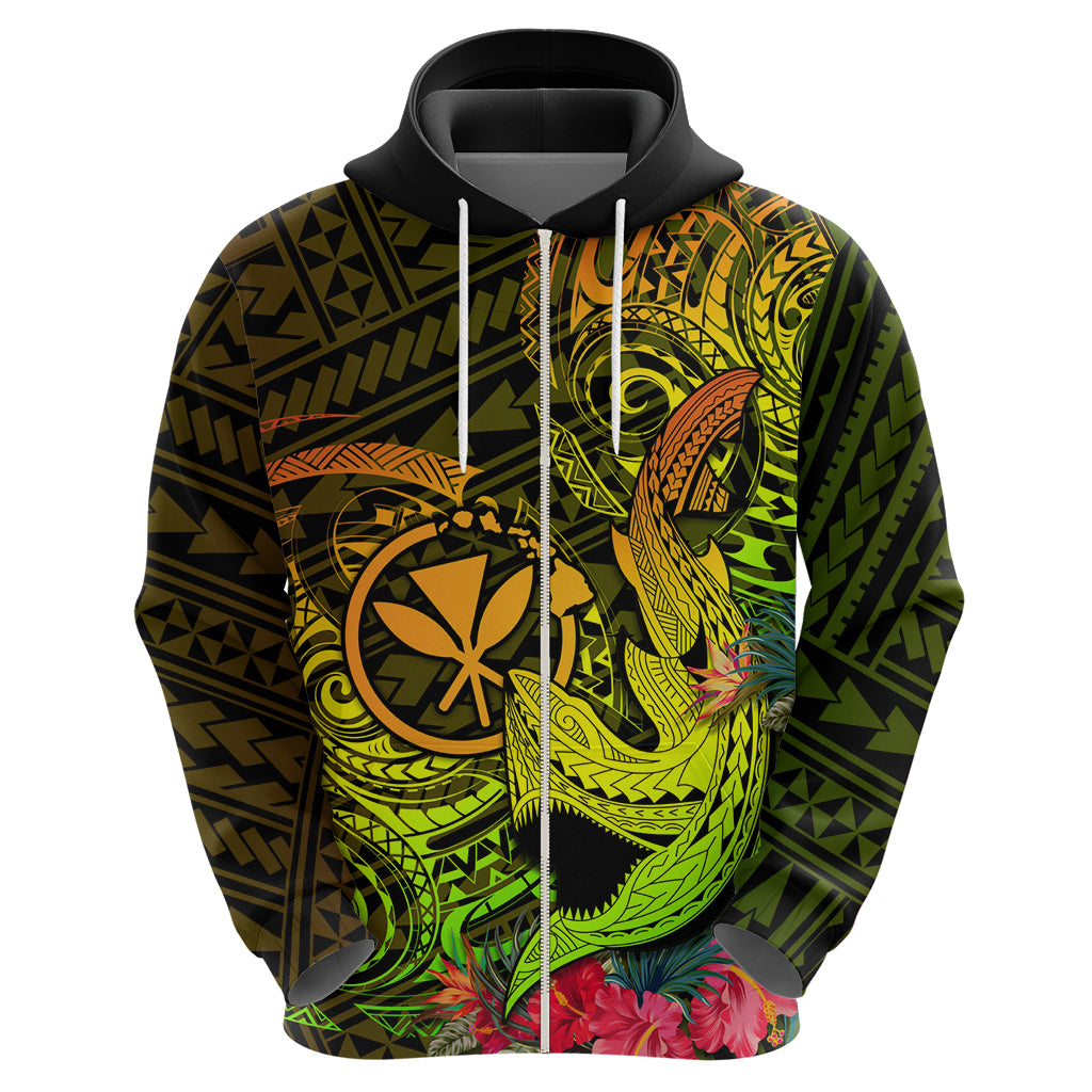 Hawaii Hoodie Kanaka Map With Polynesian Shark Tattoo Reggae Unique - Wonder Print Shop