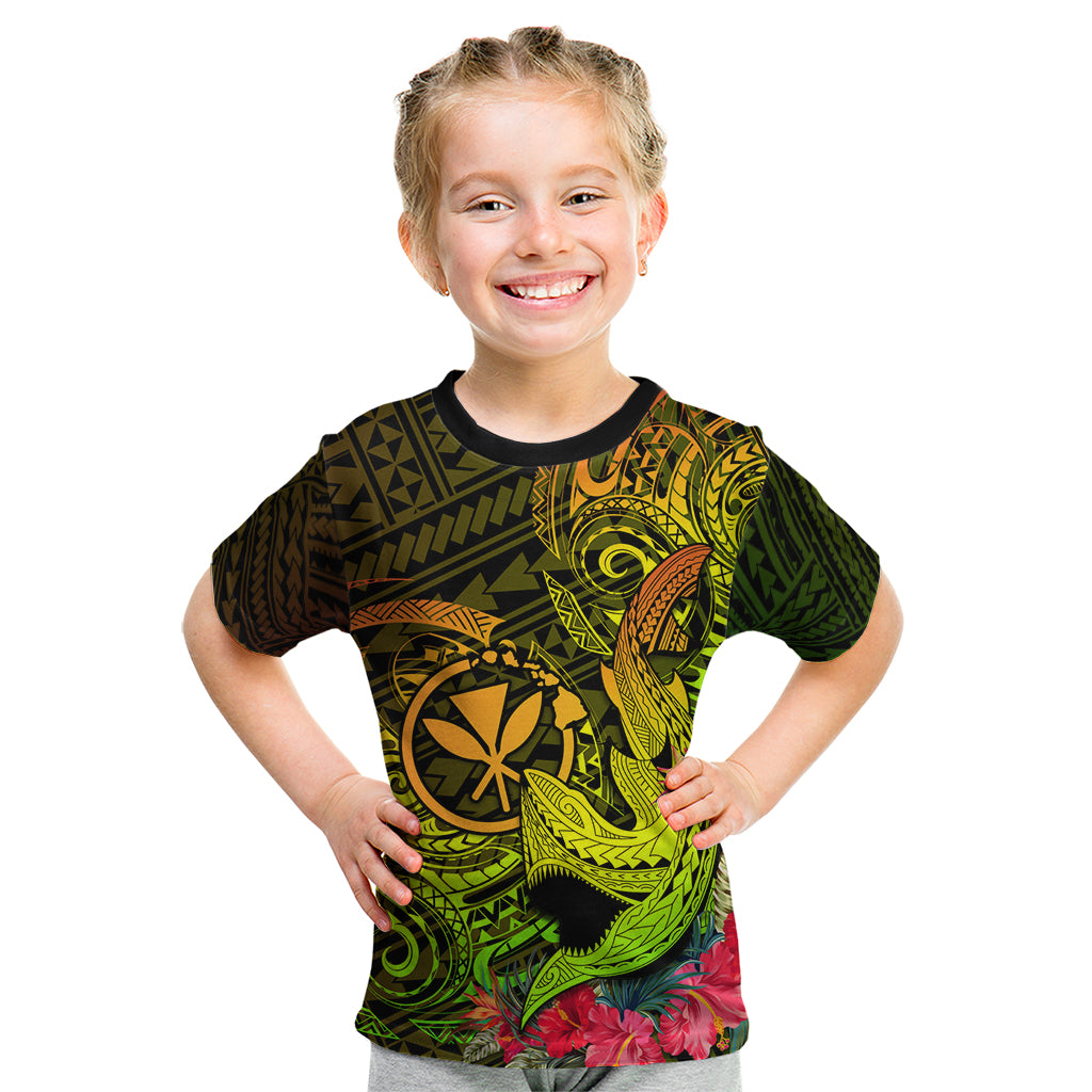 Hawaii Kid T Shirt Kanaka Map With Polynesian Shark Tattoo Reggae Unique - Wonder Print Shop
