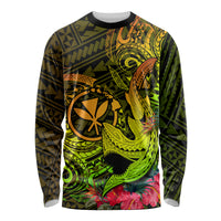 Hawaii Long Sleeve Shirt Kanaka Map With Polynesian Shark Tattoo Reggae Unique - Wonder Print Shop