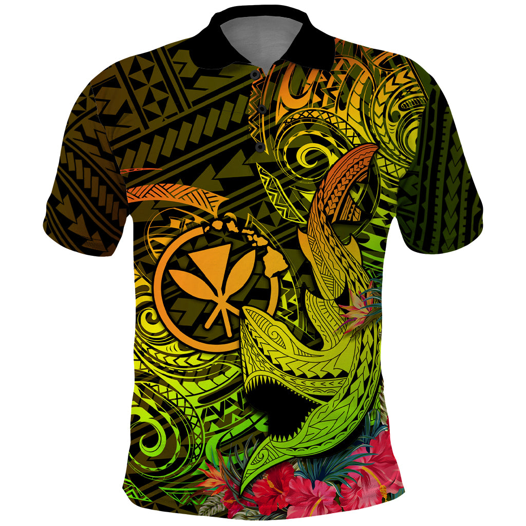 Hawaii Polo Shirt Kanaka Map With Polynesian Shark Tattoo Reggae Unique - Wonder Print Shop