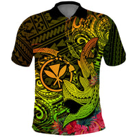 Hawaii Polo Shirt Kanaka Map With Polynesian Shark Tattoo Reggae Unique - Wonder Print Shop