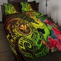 Hawaii Quilt Bed Set Kanaka Map With Polynesian Shark Tattoo Reggae Unique - Wonder Print Shop