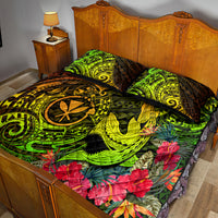 Hawaii Quilt Bed Set Kanaka Map With Polynesian Shark Tattoo Reggae Unique - Wonder Print Shop