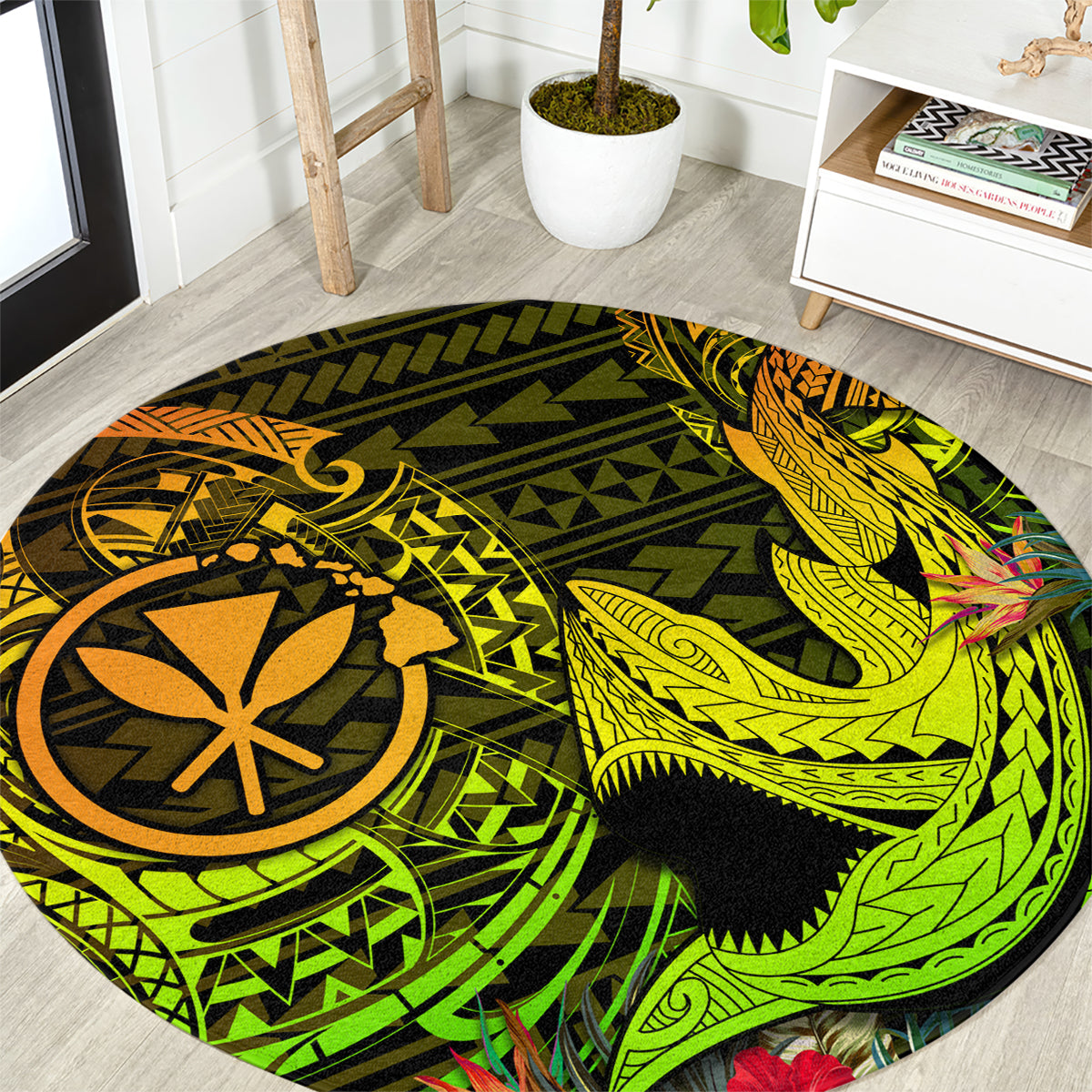 hawaii-round-carpet-kanaka-map-with-polynesian-shark-tattoo-reggae-unique