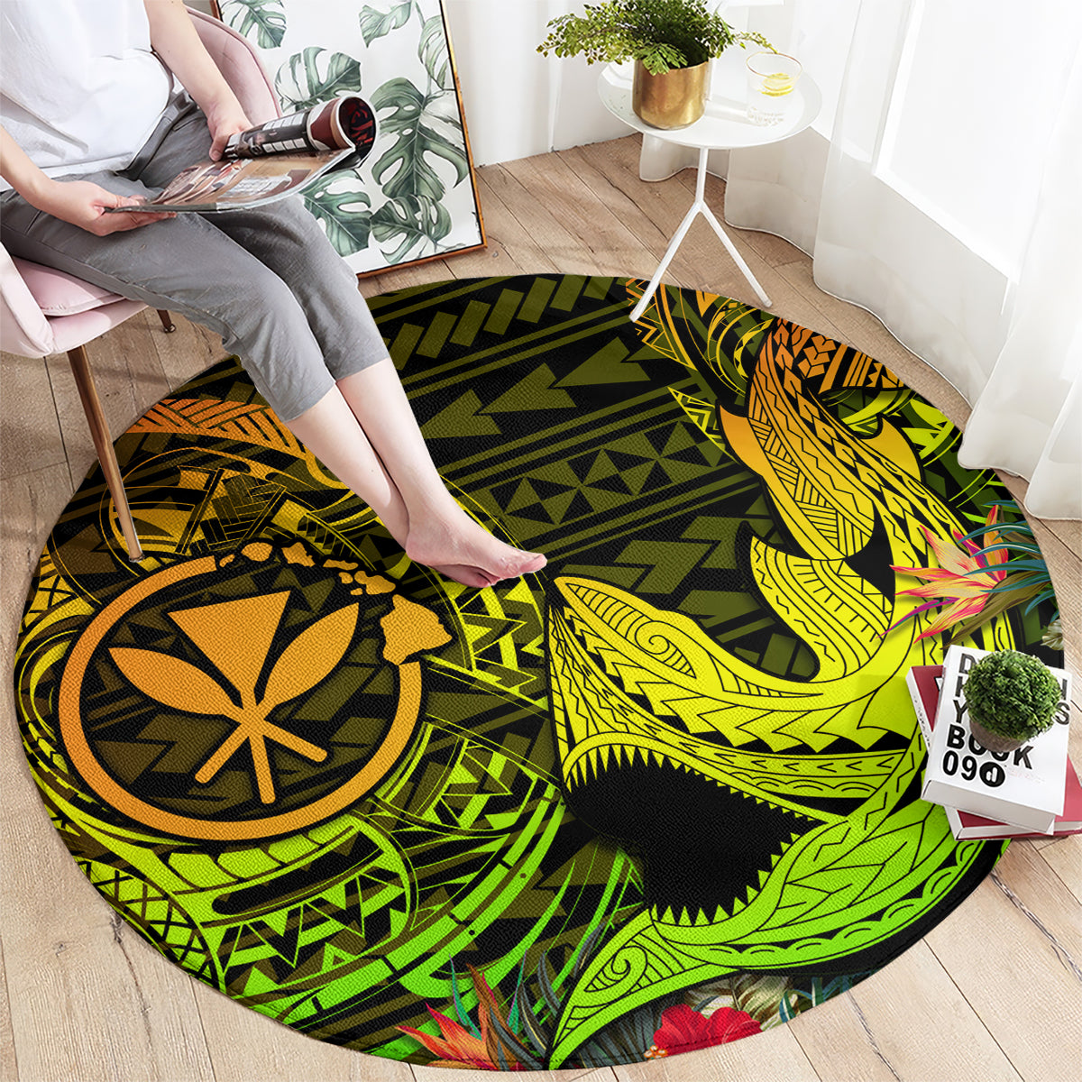 hawaii-round-carpet-kanaka-map-with-polynesian-shark-tattoo-reggae-unique