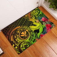 Hawaii Rubber Doormat Kanaka Map With Polynesian Shark Tattoo Reggae Unique - Wonder Print Shop